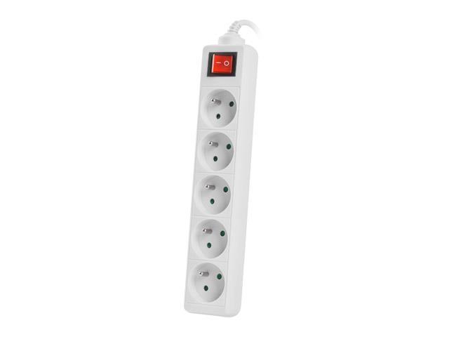 Power strip 3m, white, 5 sockets, with switch, cable made of solid copper elektrības pagarinātājs