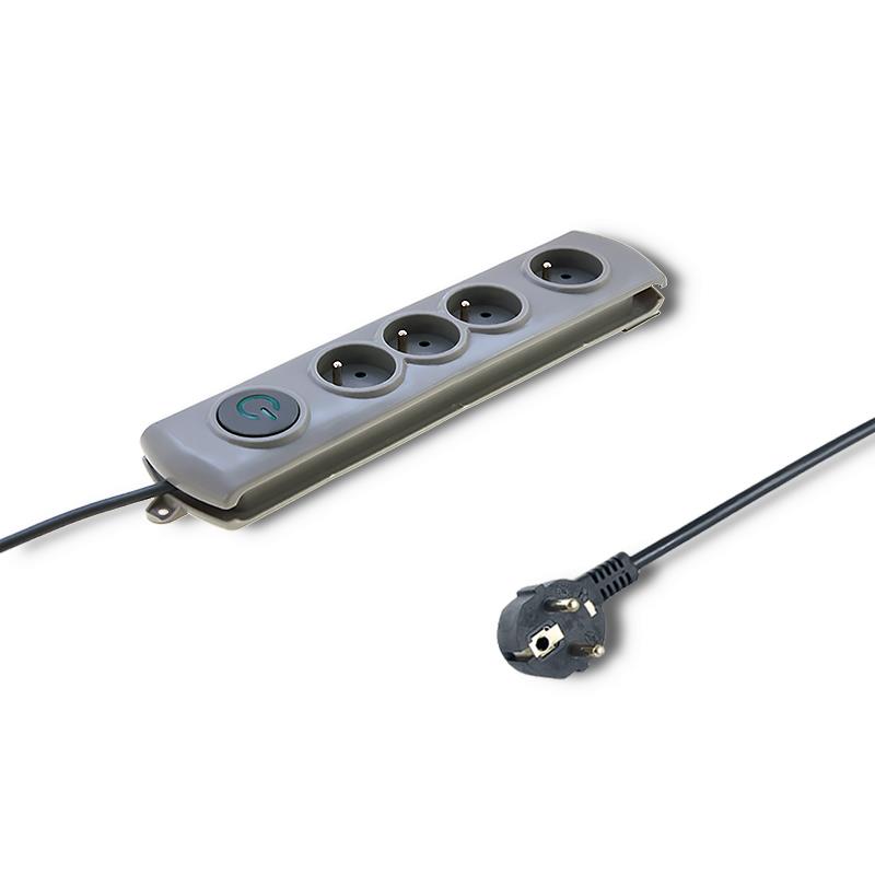 Qoltec Surge protectors Quick Switch | 4 sockets | gray | 1.5m elektrības pagarinātājs