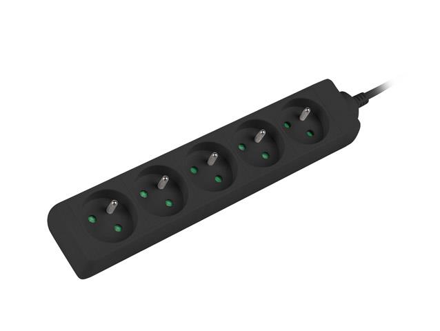 Power strip 1.5m, black, 5 sockets, cable made of solid copper elektrības pagarinātājs