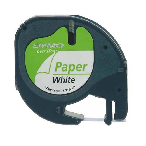 DYMO LetraTAG Tape / 12mm x 4m  White / Paper 5411313912006