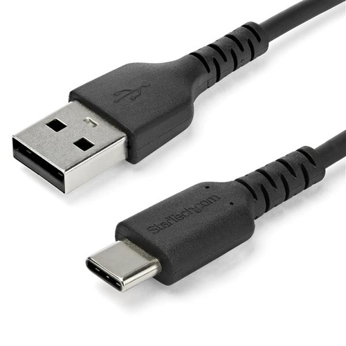 StarTech.com 2m USB A to USB C Charging Cable - Durable Fast Charge & Sync USB 2.0 to USB Type C Data Cord - Aramid Fiber M/M 60W Black - US kabelis, vads