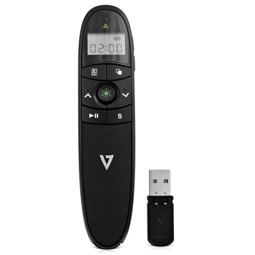 V7 V7 GREEN LASER WIRELESS PRESENTER/2.4GHZ/ TIMER/ VOLUME/ 2 X AAA