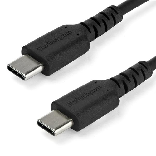 StarTech.com 2m USB C Charging Cable - Durable Fast Charge & Sync USB 3.1 Type C to C Charger Cord - TPE Jacket Aramid Fiber M/M 60W Black - kabelis, vads