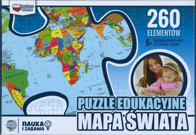 Zachem Puzzle edukacyjne - mapa Swiata ZACH0063 (5906727907040) puzle, puzzle