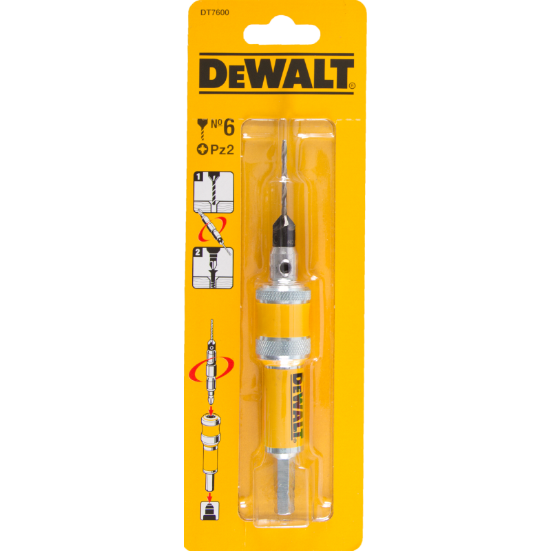 Dewalt Pilot drill 3mm + countersink + adapter No. 6 with tip Pz2 DT7600