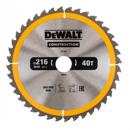 Dewalt Pila tarczowa 216x30mmx40z (DT1953-QZ) Elektriskais zāģis