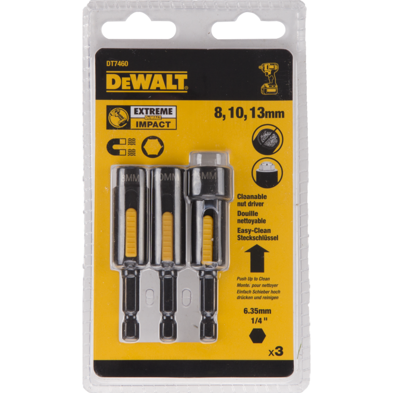 Dewalt Set of 3pcs self-cleaning magnetic sockets DT7460