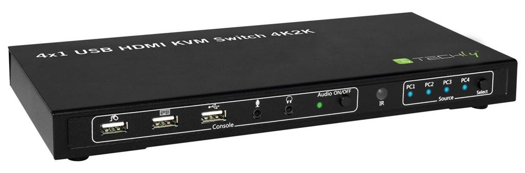 4-port HDMI/USB KVM switch 4x1 with audio KVM komutators