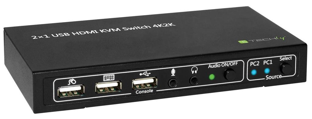 2-port HDMI/USB KVM switch 2x1 with audio KVM komutators