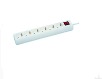 MicroConnect 6-way Schuko Socket 5M White With ON/OF switch and  5711045108785 UPS aksesuāri