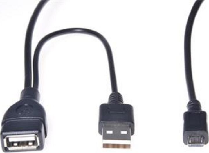 PremiumCord USB reduction cable USB A / female + USB A / male - Micro USB / male OTG USB kabelis