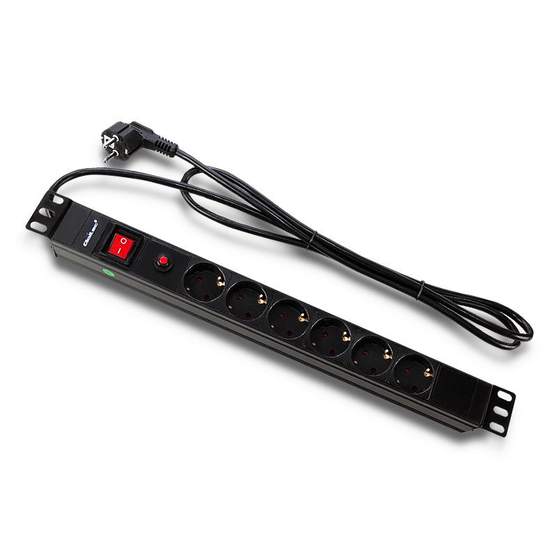 Qoltec RACK 19'' | 16A | 1U | PDU | 6xSCHUKO | 2m - 53993 elektrības pagarinātājs