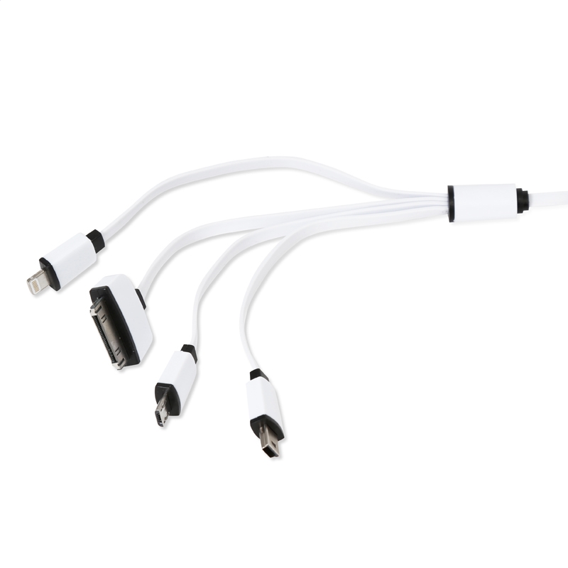 Kabel USB Omega 4w1 microUSB, miniUSB, iPhone4, Apple 30pin,  czarno-bialy  (OUCK4WB) USB kabelis