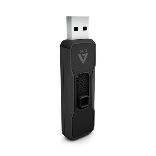 V7 64GB FLASH DRIVE USB 2.0 BLACKRETRACTABLE CONNECTOR USB Flash atmiņa