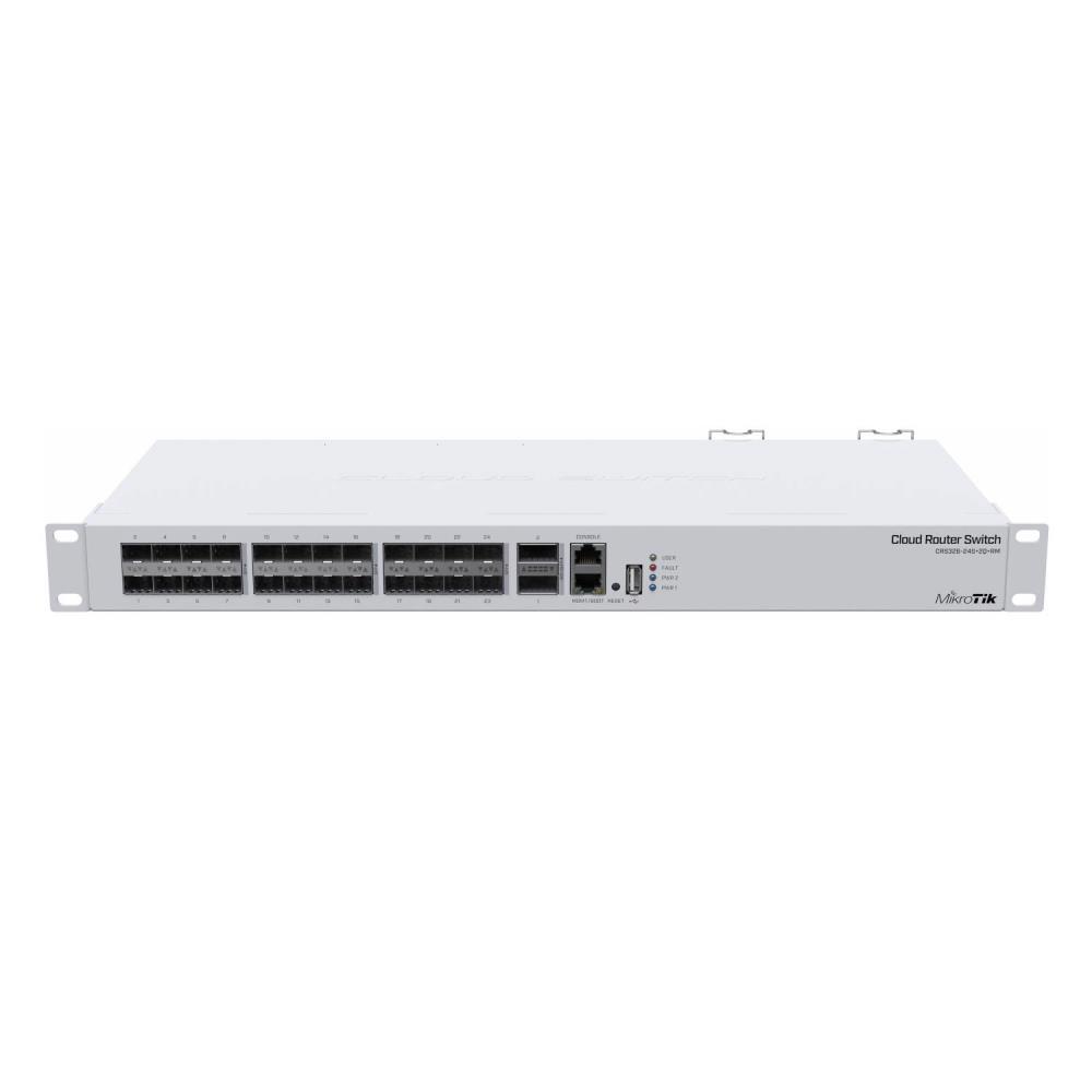 MikroTik Cloud Router Switch 326-24S+2Q+RM with RouterOS L5, 1U rackmount Enclosure 2000001081211 Rūteris