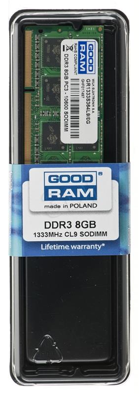SO DDR3    8GB  PC1333 CL9   GoodRam 8GB retail operatīvā atmiņa