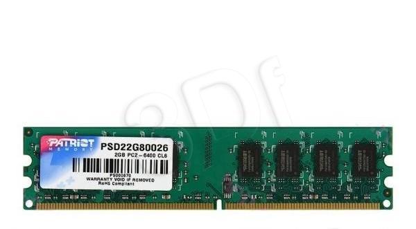 Patriot Signature 2GB [1x2GB 800MHz DDR2 CL6 DIMM] operatīvā atmiņa