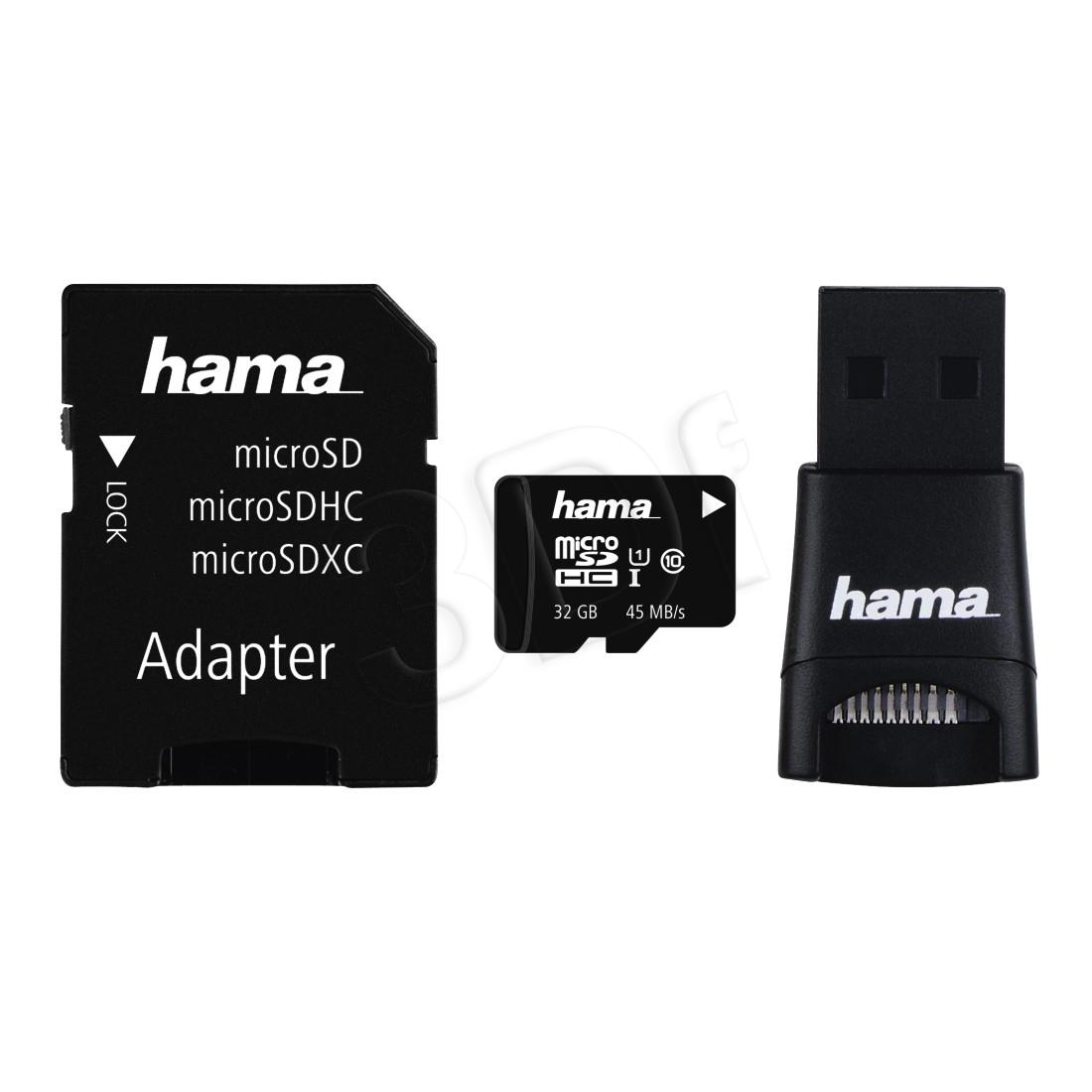 Hama Polska micro SDHC 32GB Class 10 + Adapter microSD-SD + Adapter microSD-USB atmiņas karte