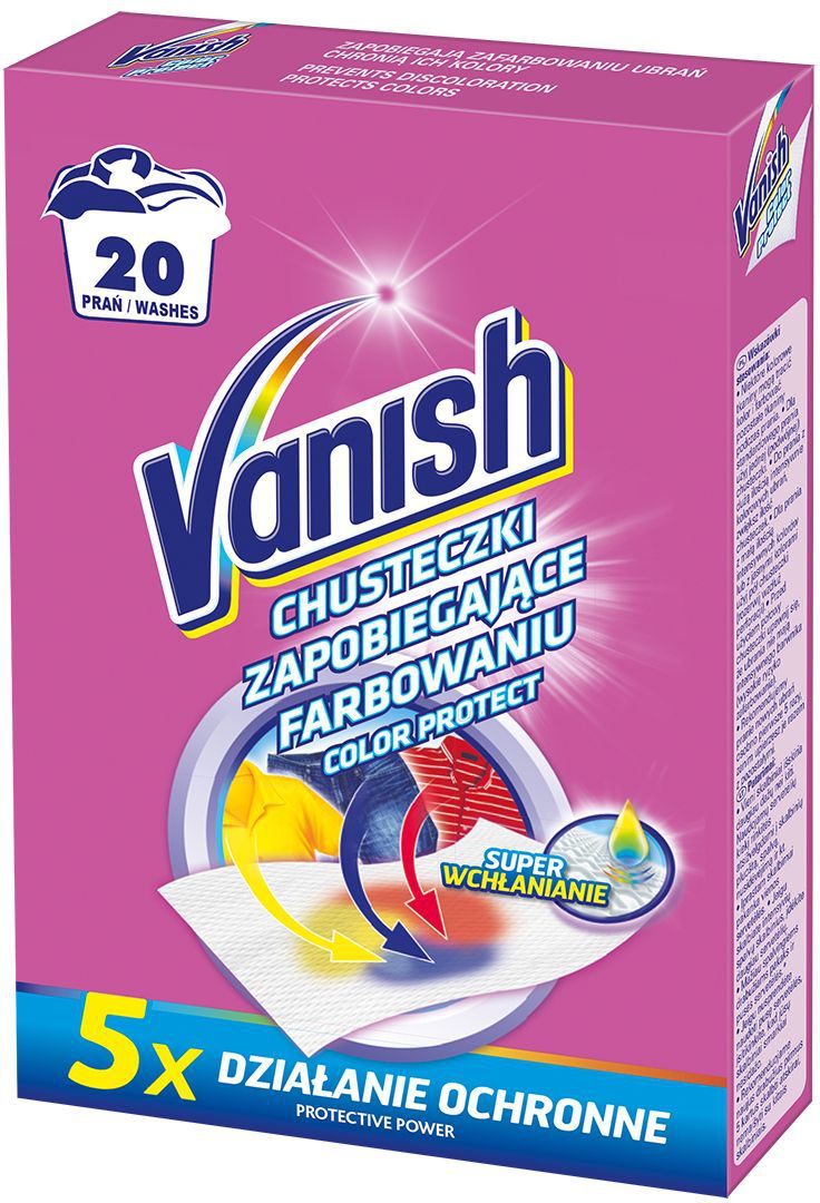 Vanish Color Protect Chusteczki wylapujace barwnik 20 pran Sadzīves ķīmija