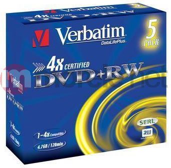 Verbatim DVD+RW 4.7 GB 4x 5 sztuk (VERDVD20710) matricas