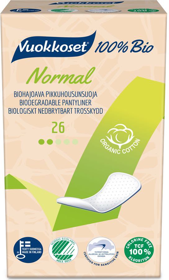 Vuokkoset Wkladki Higieniczne Normal 100% Bio, 26szt. VUK0953 (6414100700953)