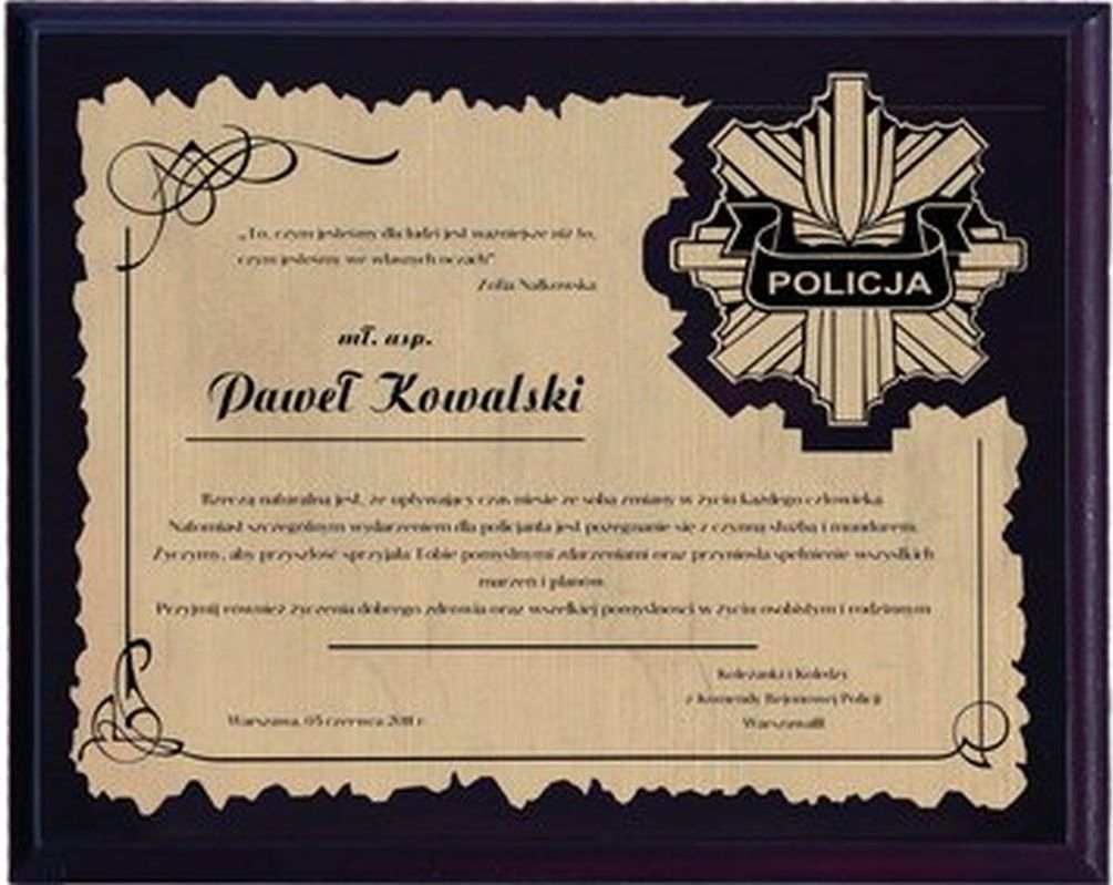Victoria Sport Dyplom z tworzywa sztucznego z laminatem grawerowany NOW120 (2010000256077)