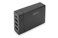 Universal 4-port 240V USB charger Type C (5-20V / 3A / 60W) 3xUSB A (5V / 2.4A) PD black iekārtas lādētājs