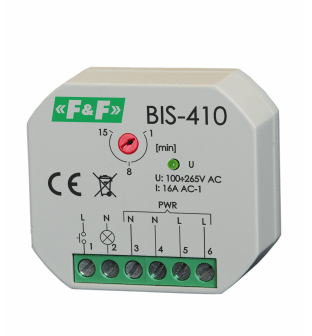 F&F Przekaznik bistabilny BIS-410 podtynkowy z wylacznikiem czasowym do podswietlanych przyciskow BIS-410 (5908312598305)