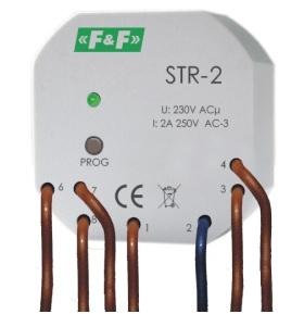 F&F Sterownik rolet jednoprzyciskowy 1,5A AC-3 230V 0-10min STR-2 STR-2 (5908312593324)