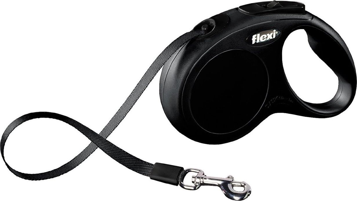 Flexi New Classic Automatic Lanyard S 5m Black aksesuārs suņiem