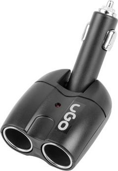 UGO URS-1019 Car Cigarette Lighter Hub Adapter 2x port 12V/24V black aksesuārs mobilajiem telefoniem
