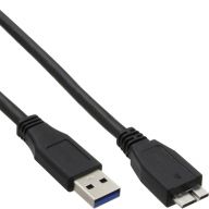 InLine 35403 USB 3.0 Kabel A an Micro B schwarz 0.3m kabelis, vads