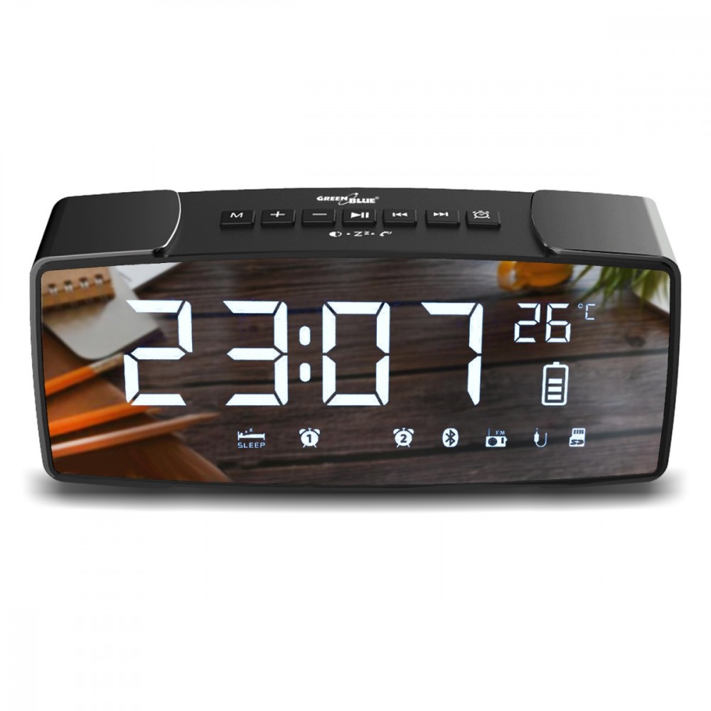 BT Clock Radio FM 4.2 LED Mirror Screen GB200 pārnēsājamais skaļrunis