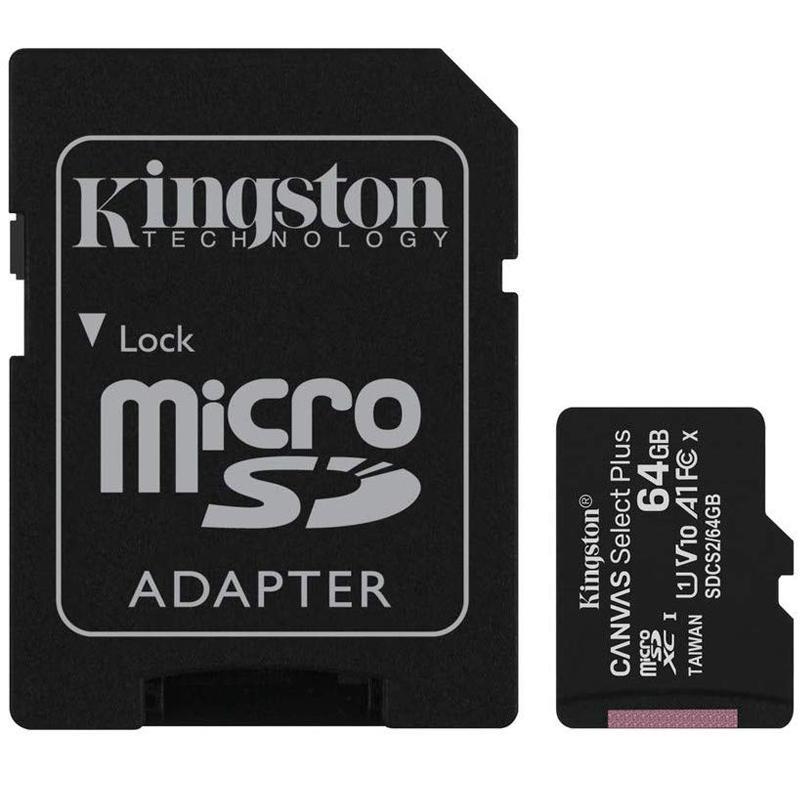 Kingston Canvas Select Plus UHS-I 64 GB, MicroSDXC, Flash memory class 10, SD Adapter atmiņas karte