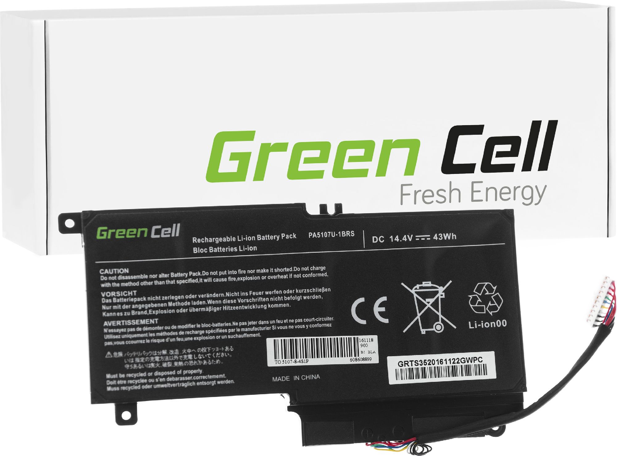 Bateria Green Cell PA5107U-1BRS for Toshiba Satellite L50-A L50-A-1EK L50-A-19N P50-A S50-A (TS51) akumulators, baterija portatīvajiem datoriem