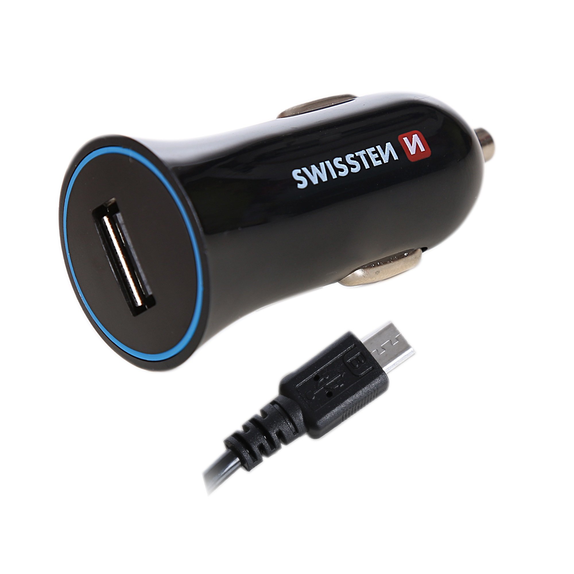 Swissten Premium Auto Lādētājs 12 / 24V / 1A + Micro USB vads 1.5m  Melns iekārtas lādētājs