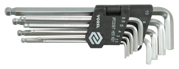 Vorel Zestaw kluczy imbusowych hex typ L 2,5-10mm z kulka 9szt. (56475) 56475 (5906083564758)
