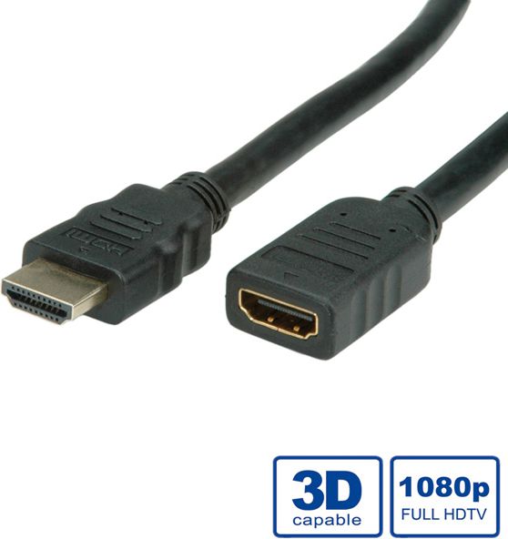 VALUE HDMI High Speed Extension cable, with Ethernet, plug- plugs 1,0m (11.99.5574) kabelis, vads