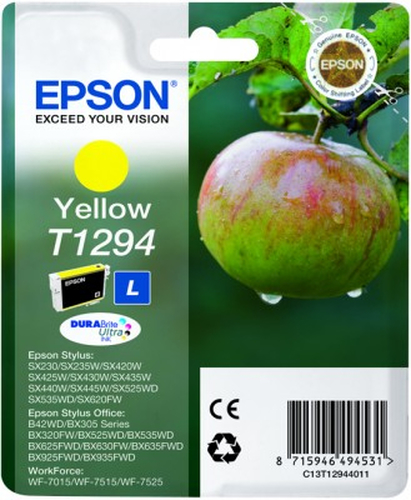 Ink Epson T129 yellow BLISTER | Stylus SX425W/SX525WD/BX305F/BX320FW/BX625FWD kārtridžs