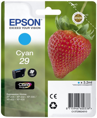 Epson C13T29824022 3.2ml 180 pages Cyan cartridge (C13T29824022) kārtridžs