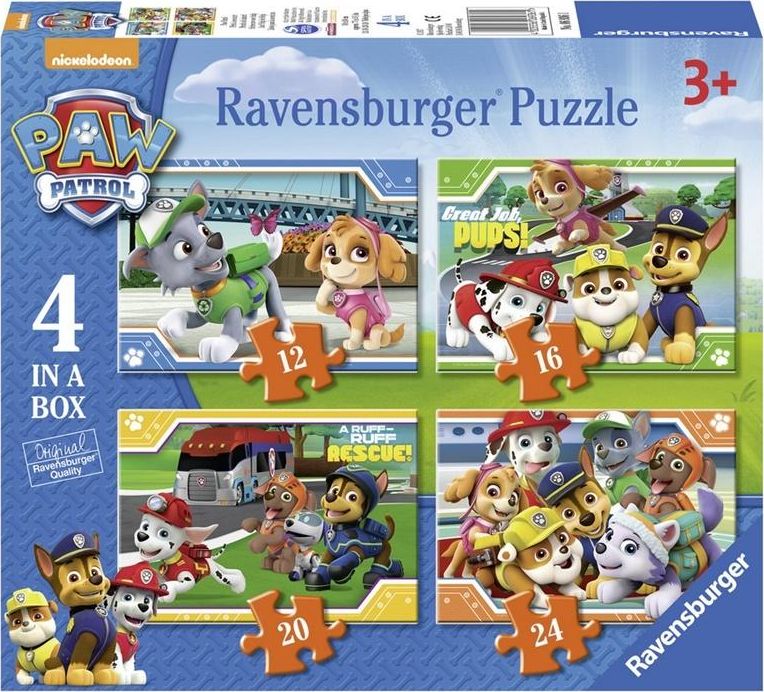 Ravensburger Puzzle 4in1 12/16/20/24 pieces - Paw Patrol puzle, puzzle