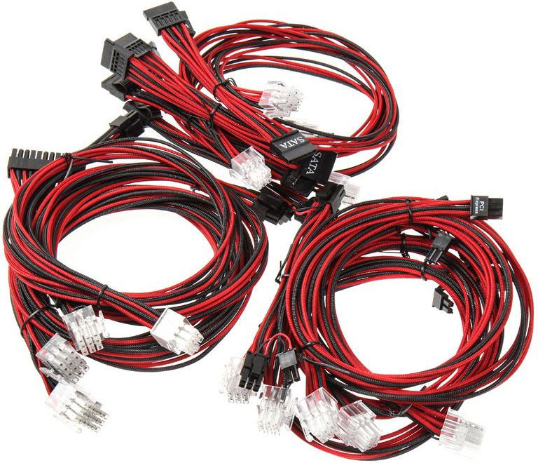 Super Flower Sleeve Cable Kit - black/rot Barošanas bloks, PSU