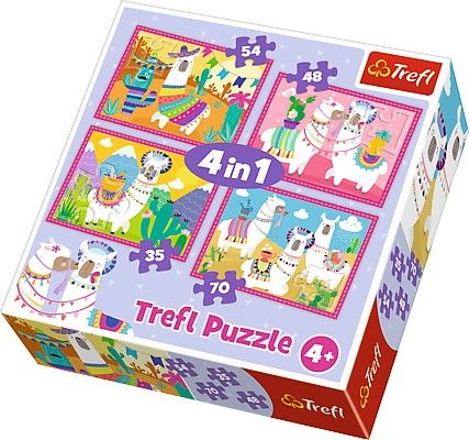 Trefl Puzzle 4w1 - Lamy na wakacjach GXP-686454 (5900511343229) puzle, puzzle