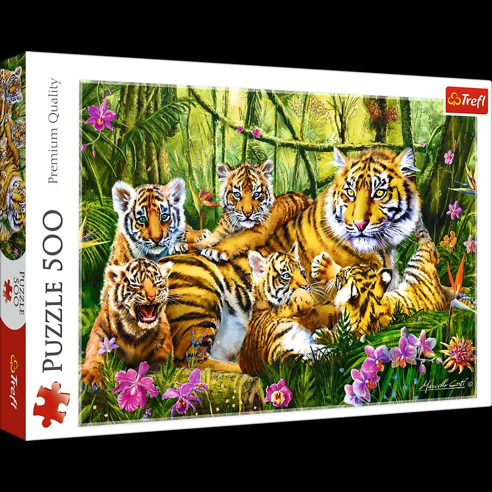 Trefl Puzzle 500 Rodzina tygrysow 340945 (5900511373509) puzle, puzzle