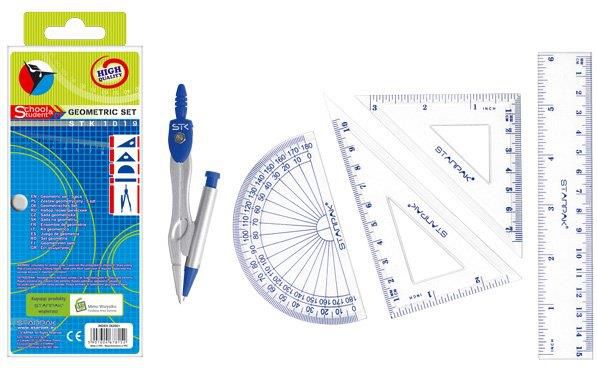 Starpak Cyrkiel metalowy + zestaw geometryczny STK-1019 etui (262681) 262681 (5907604678152)