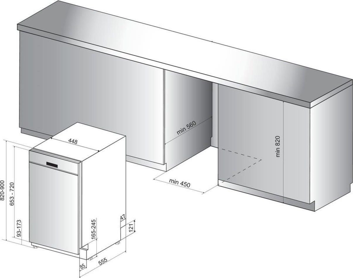 Dishwasher WSBO3O23PFX Iebūvējamā Trauku mazgājamā mašīna