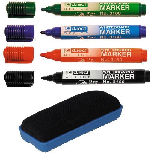 D.Rect Markers set 4 colors + sponge (215626)