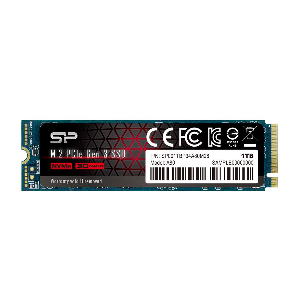 Silicon Power SSD P34A80 1TB, M.2 PCIe Gen3 x4 NVMe, 3200/3000 MB/s SSD disks
