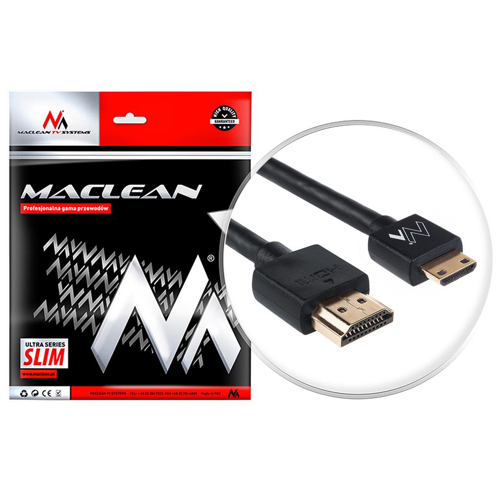 Maclean MCTV-712 2m HDMI-miniHDMI SLIM v1.4 kabelis, vads