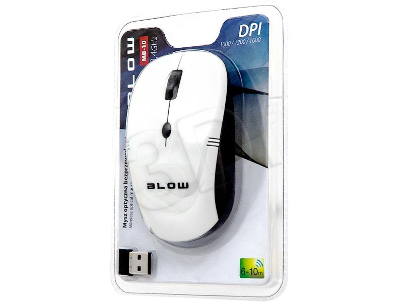 BLOW Optical Wireless Mouse MP-10 USB white Datora pele